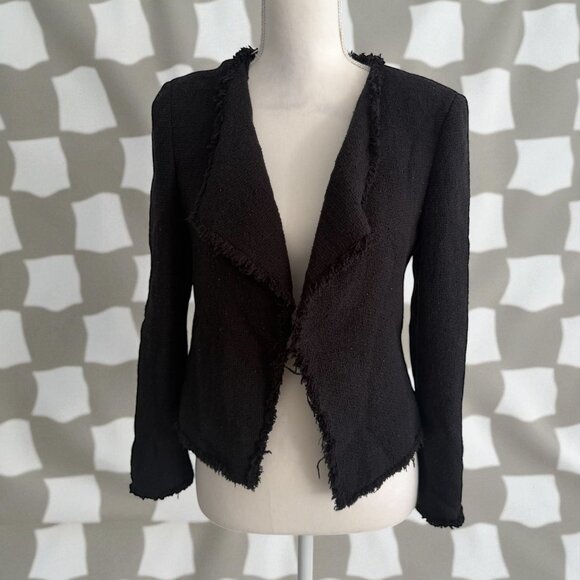 ANN TAYLOR LOFT Black Knit Long Sleeve Blazer Jacket Size 4P - Picture 1 of 6